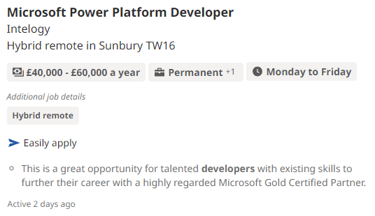 power platform developer job