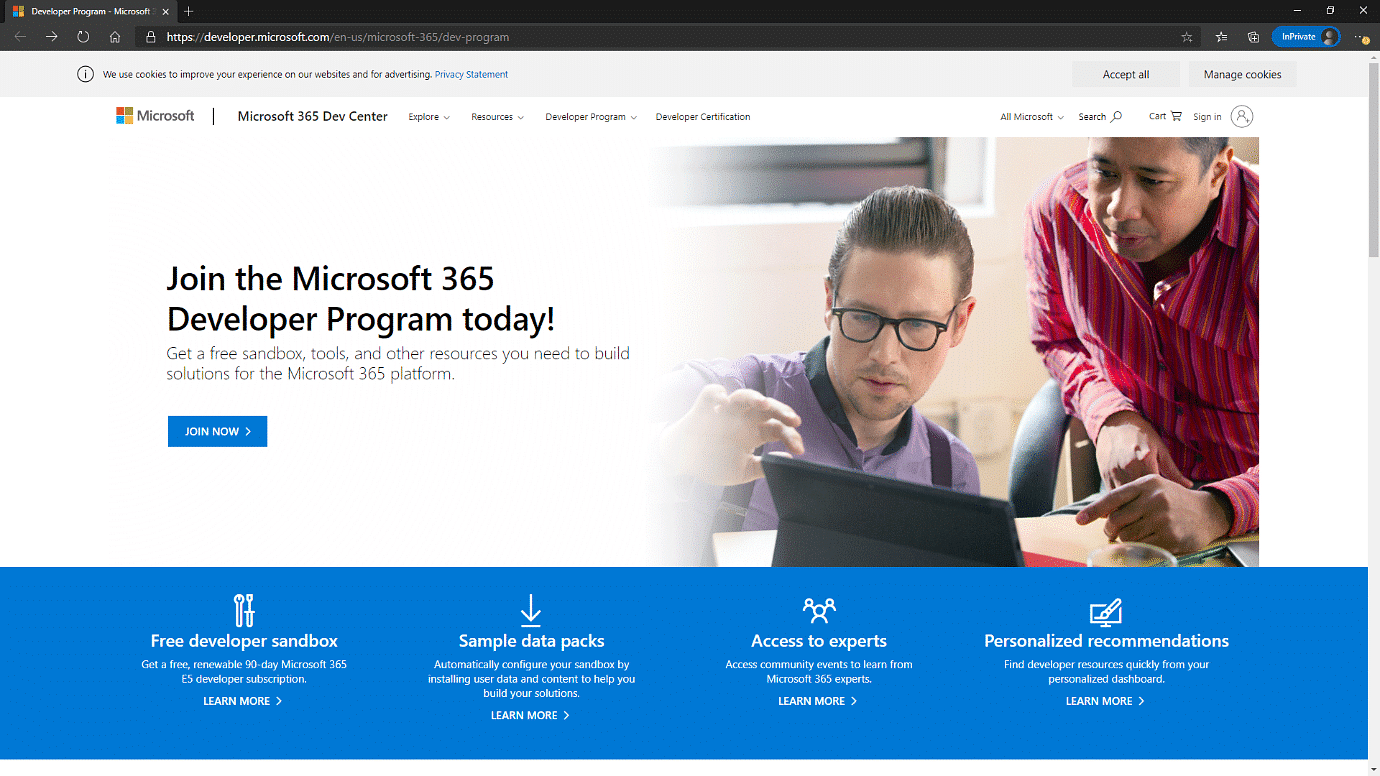 microsoft developer page